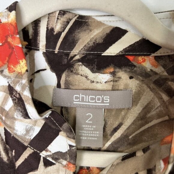 Chicos Tropical Zip Jacket Size Large 2 - Picture 3 of 9